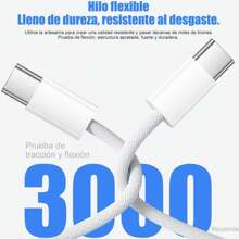 Cargador Turbo IPhone 15 Series 35W, Cubo Entrada Tipo C Cable C-C 1M Para IPhone 15 Series, Turbo Cargador IPhone - Blanco - Ver 10