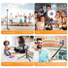 AXNEN 183cm 72-Inch Professional Selfie Stick Stable  Tripod, Portable Travel All-In-One Hidden Design, Extendable Aluminum Alloy Super Long Rod & Cold Shoe Port, 360° Rotation Phone Stand With Wireless Remote Compatible With IPhone And Android Phone Selfies, Video Recording, Vlogging, Live Streaming
