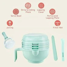 Baby Food Grinder Set, Manual Fruit Puree Juicer Grinding Bowl And Tool Set For Babies - Green - View 3