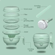 Baby Food Grinder Set, Manual Fruit Puree Juicer Grinding Bowl And Tool Set For Babies - Green - View 4