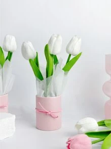 1 Bộ Bó Hoa Tulip Nhân Tạo Bao Gồm Xô Nhựa Và Giấy Gói Và 3 Bông Hoa Tulip, Xô Ôm Hoa Tulip Mini Mới, Hộp Hoa Nhỏ, Thích Hợp Làm Quà Tặng Mẹ, Quà Ngày Của Mẹ, Quà Ngày Lễ Tình Nhân, Quà Sinh Nhật, Bó Hoa Cầm Tay, Bàn Ăn Tại Nhà Trang trí mặt bàn - xanh + bạc - Xem 5