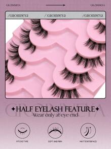 GROINNEYA 10 Cặp Mi Giả Dải Trong Suốt, Kiểu Mắt Mèo Ngắn Mềm Mịn 3D Giả Lông Chồn, Tạo Vẻ Ngoài Tự Nhiên (JA2503) - màu đen - Xem 4