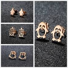 1 đôi Thời trang Đáng yêu Chim cánh cụt Bông tai stud Đối với phụ nữ Đen Thép không gỉ Hoa tai Nam Punk Hàn Quốc Thú vật Xỏ lỗ tai Đồ trang sức - màu đen - Xem 3