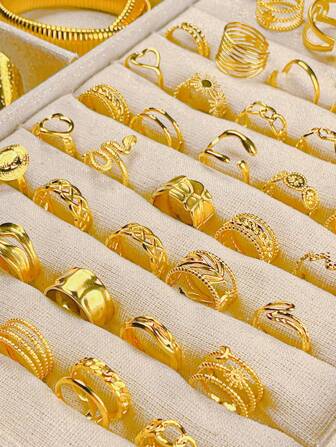 16 Piezas Anillo De Acero Inoxidable Con Patrón Tridimensional Hecho A Mano Con Apertura Ajustable (patrones Mezclados, Estilo Al Azar), Adecuado Para Decoración Diaria O Regalo.