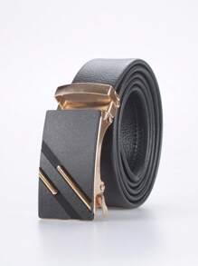 Joopzqm 1pc Men's Black Automatic Buckle Leather Belt Work - Black - View 1