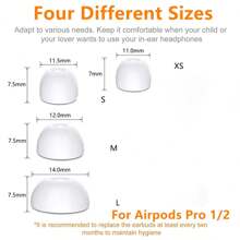 2 piezas de repuesto de puntas de silicona suave negras compatibles con AirPods Pro 1/2 with malla contra el polvo, tamaños L M S XS disponibles para un ajuste talla grande cómodo al canal auditivo