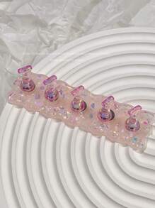 Decoración de arte de uñas Tira magnética sólida 3D de acrílico con base de succión para exhibición y práctica, set de 1 base + 5 soportes para dedos, con resina, estilo coreano, gota de agua brillante transparente con forma de joyería de uñas de metal con brillo