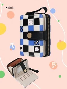 Ví ngắn phong cách Anh và Âu Mỹ 2024 dành cho nữ, họa tiết thỏ caro, dung tích lớn, túi đựng đồ caro thời trang, ví cầm tay nhẹ sang trọng kiểu dáng đại học - Nhiều màu - Xem 2