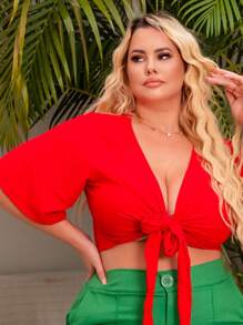Plus Size Blouses - Red - View 1