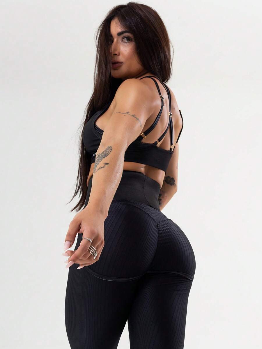 Women Sports Leggings - 黑色 - 查看 1