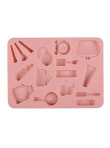 1pc Makeup-Shaped Silicone Cake Mold, For Lipstick, Eyeshadow, Chocolate, Candy, Baking - Pink - View 3