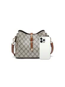 CORALDAISY 復古印花斜背包,時尚女士信差包 - 咖啡棕 - 查看 4