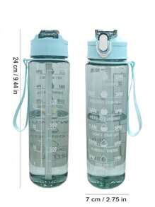 1 Botella Deportiva Transparente De Agua De 900 Ml - Verde transparente - Ver 2