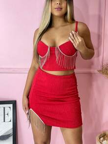 Women Two-Piece Outfits - 紅色 - 查看 2