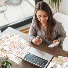 1700 张计划贴纸，用于节日和日程安排、备忘录和便笺贴纸、复古波西米亚主题贴纸、波尔卡圆点贴纸、季节性贴纸、便利提醒贴纸，用于剪贴簿、日记、手机壳和行李装饰，通过制定具体计划，管理时间，提高效率，增强自律，最终实现您的梦想和目标。 - 棕色 - 查看 5