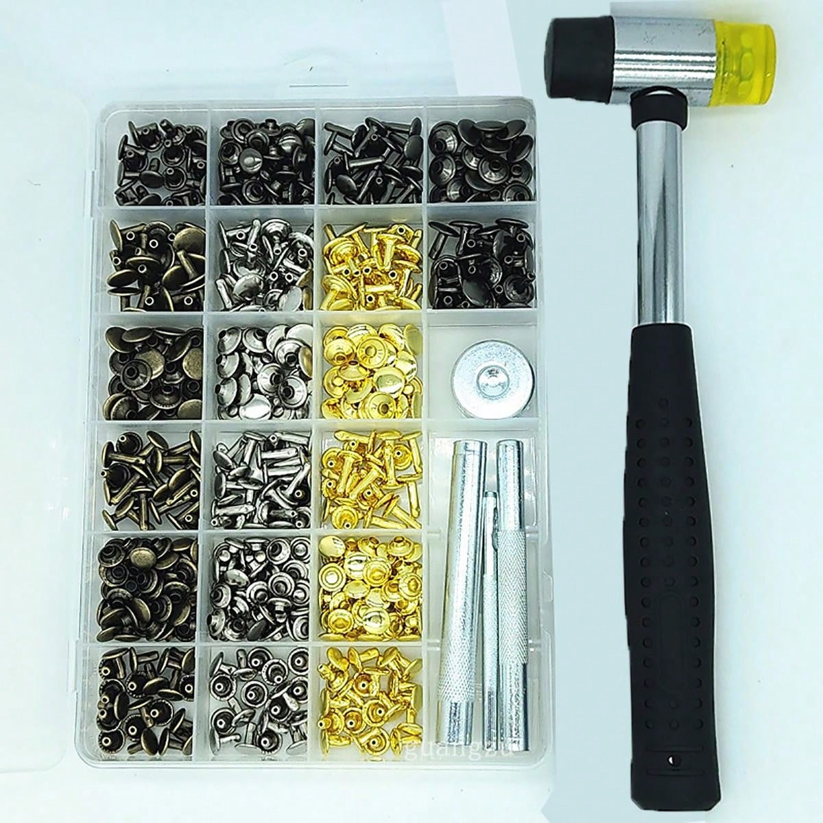 Operitacx Draagbaar 20 Stuks Halloween Punk schedel klinknagels light leer nail knopen voor kleding decoratieve klinknagels set studs maken punk