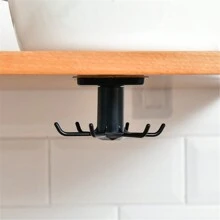 1 件锅架，厨房壁挂式收纳架，旋转挂钩，适用于锅铲、勺子，壁挂式粘钩，6 个挂钩，适用于厨房、卧室和浴室，2.3*2.1 英寸，家居用品