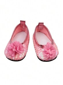 1 par de zapatos de muñeca de 18 pulgadas, accesorio de muñeca de alta calidad para cambiar de ropa - zapatos de flores grandes - Ver 11