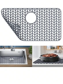 Protettore Lavello Cucina, Griglia Lavello In Silicone Grigio Per Lavello In Ceramica Di Acciaio Inossidabile Da Fattoria Con Scarico Posteriore