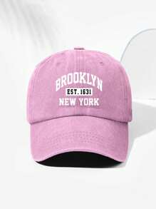 1 gorra unisex de béisbol vintage con estampado de letras de Brooklyn, ajustable, adecuada para usar a diario y al aire libre en la calle - A - Ver 13