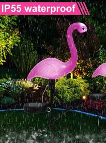 3pcs  Solar Light Flamingo IP55 Waterproof LED Rose Flamingo Stake Light Landscape Ground Lamp, For Outdoor Wedding Pathway Garden Decor Halloween Christmas Thanksgiving Gift