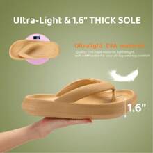Comfortable Soft Slides Sandals Arch Support Home Cloud EVA Comfy Bath Slippers For Women & Men Non-Slip Flip Flops Thick Sole Summer Sandals - 卡其色 - 查看 7