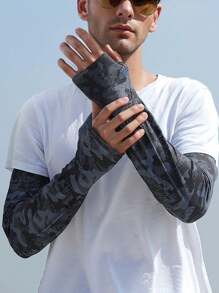 1 Pair/2 Pairs Camo UV Protection Arm Sleeves, Loose Design Plus Size, Suitable For Summer Driving And Cycling Sun Protection Arm Warmers Arm Warmers Autumn Outfits Halloween Costumes Black Arm Sleeve Gifts For Men - Sun Protection Sleeves - View 10