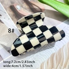 Glossy Checkered Claw Clips: Add A Stylish Touch To Your Hair With These Rectangle-Shaped Hair Clips!Valentine's Day Couples As A Gift Hair Accessories Hair Jaw Clip Hair Clamps Hair Clutch Hair Catcher Clip