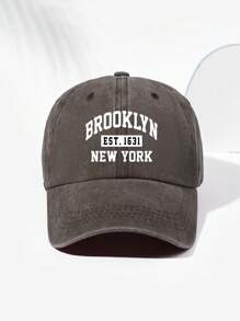 1 gorra unisex de béisbol vintage con estampado de letras de Brooklyn, ajustable, adecuada para usar a diario y al aire libre en la calle - A - Ver 12