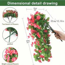 2 Packs Artificial Hanging Flowers, Fake Hanging Plants Colorful Orchid Flower Bouquet For Wall Home Room Garden Wedding Indoor Outdoor Decoration(Purple) - Purple - View 2