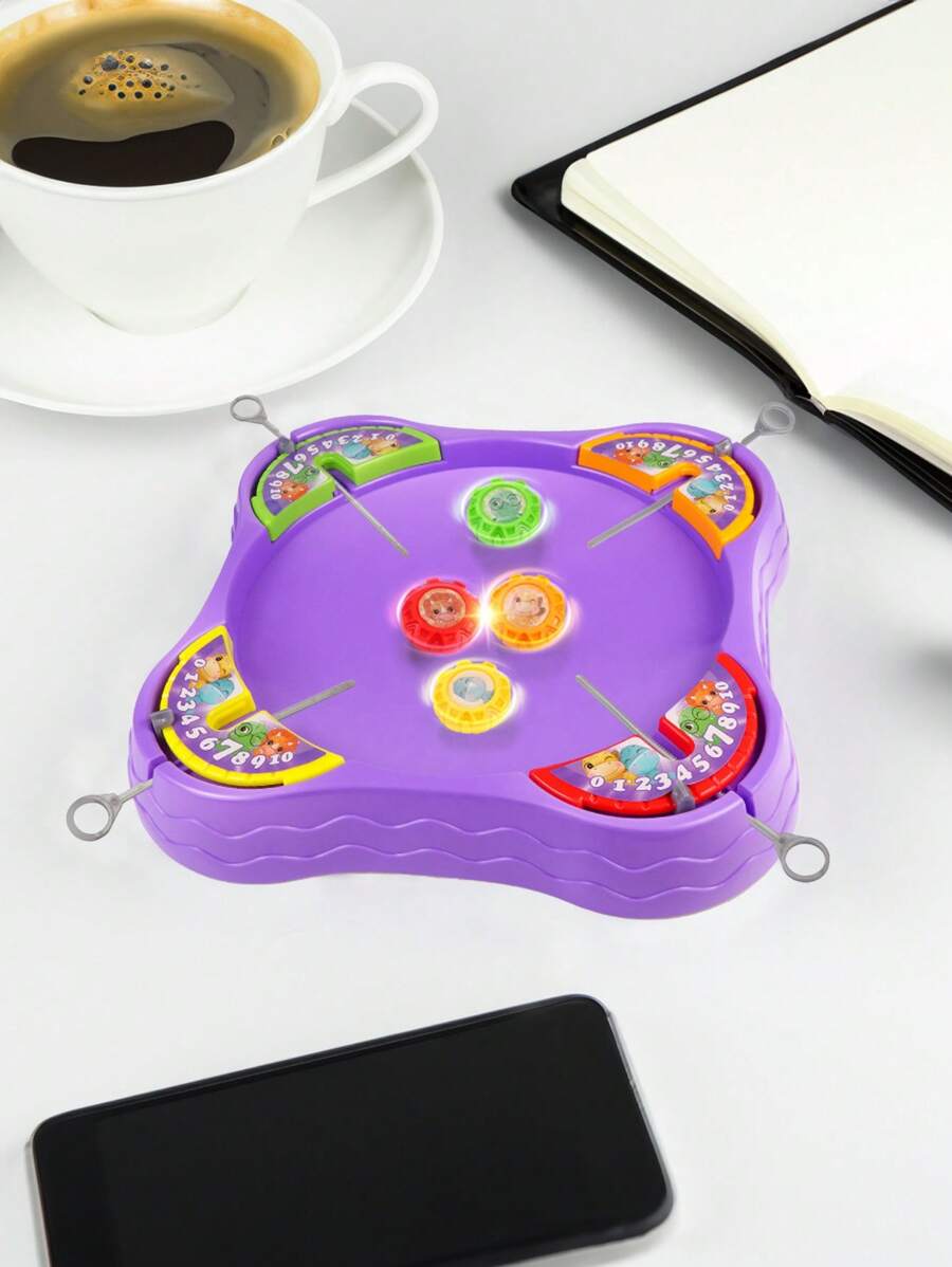 1pc Children's Battle Tops Game Set, 4 Players Indoor Interactive Toy For Boys & Girls, Color Random