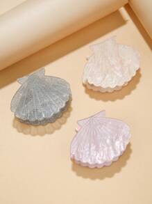 1入隨機顏色女士閃亮海貝殼髮夾，可愛休閒風 - 彩色 - 查看 1