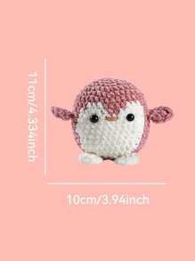 手作縫製企鵝材料套裝,鉤織套裝,光澤絨粉色企鵝,可愛企鵝,毛絨玩具,桌上裝飾物,手作藝術,包括英語教學影片,純正英語發音,英文指導說明,鉤編針,標記針和其他配件（工具和配件顏色隨機） - 光澤絨皮粉企鵝 - 查看 2