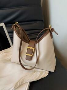 女式休閒高級質感簡約肩背包 - 米色 - 查看 6