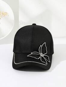 1pc Heavy Duty Black Butterfly Decorated Fashionable Baseball Cap Party - Black - View 3