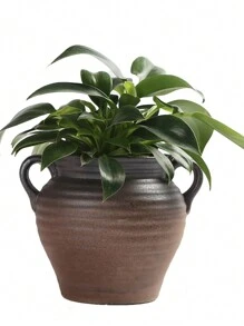 1pc Ceramic Wall Mounted Plant Pot Without Hole Creative Design Hanging Planter For Villa Wall Decoration (Plants Not Included) - Black - View 5