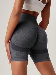 Women's Grey Elasticity Push Up Tight Sports Shorts For Running, Training, Yoga Spandex Shorts Women Boxer Shorts