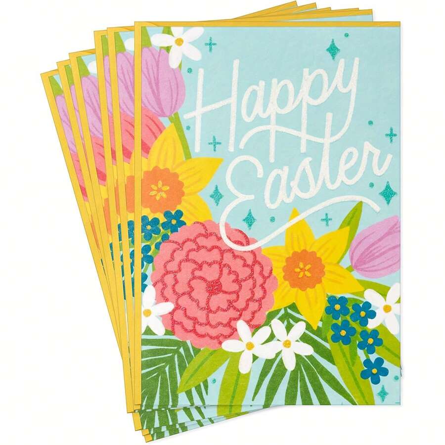 6pcs Easter Greeting Cards, Happiness (8 X 6 Inch Cards With Envelopes) - A-flower - View 1