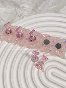 Decoración de arte de uñas Tira magnética sólida 3D de acrílico con base de succión para exhibición y práctica, set de 1 base + 5 soportes para dedos, con resina, estilo coreano, gota de agua brillante transparente con forma de joyería de uñas de metal con brillo