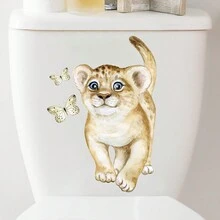 1 st. Färgad Tecknad Film Lejon & Fjäril Mönster Vattentät Toalettsits Överdrag Klistermärke För Badrum - Multifärgad - Visa 6