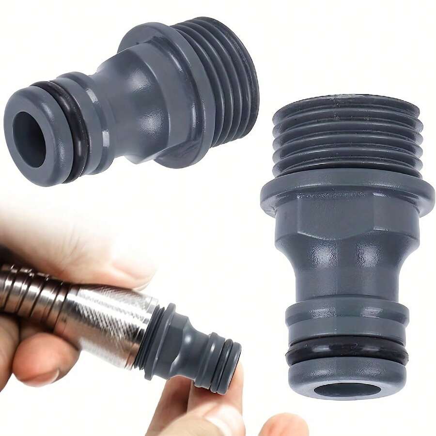 2pcs Garden Hose Connector, 1/2 Inch Soft Hose Connector With G1/2 Outside Thread For Adapter And Hose Pipe (ABS Plastic) - Grey - View 1