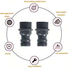 2pcs Garden Hose Connector, 1/2 Inch Soft Hose Connector With G1/2 Outside Thread For Adapter And Hose Pipe (ABS Plastic) - Grey - View 2