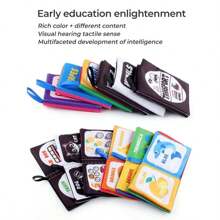 1入組早期教育黑色和白色柔軟書適用於嬰兒,嬰兒認知和抗撕裂手掌布書有聲音紙