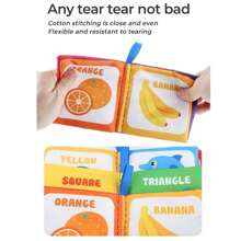 1入組早期教育黑色和白色柔軟書適用於嬰兒,嬰兒認知和抗撕裂手掌布書有聲音紙