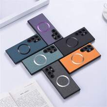 Estuche Simple Para Móvil De Estilo Profesional Para Samsung S24 Ultra/s24+ Con Imán Y Con Textura De Tela; Diseño De Protección Completa Disponible También Para S24/s23/s22 Ultra/s21 Ultra - Negro - Ver 2