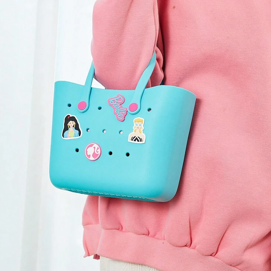 Miniso Túi Tote Họa Tiết Hoạt Hình Lỗ Barbie Shining Collection Túi Đựng Đồ Ăn Trưa Du Lịch Túi Dã Ngoại Di Động (Màu Xanh)