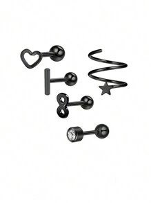 5pcs 16G 1.2mm Cartilage Stud Earrings Stainless Steel Earring Sets For Multiple Piercings Small CZ Ball Back Earrings Tragus Helix Conch Earrings - Stud Earrings - View 6