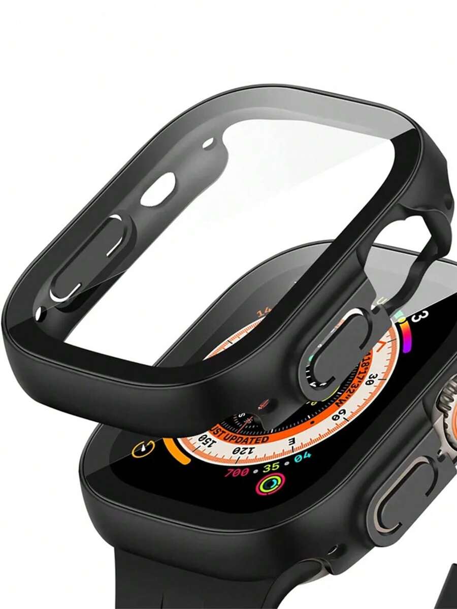 1入組玻璃+外殼，適用於Apple Watch超級49mm錶帶智能手錶，PC防撞邊緣+鋼化螢幕保護器套裝系列配件