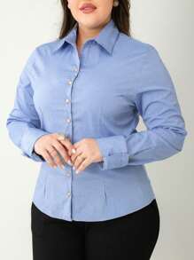 Plus Size Blouses - Blue - View 5