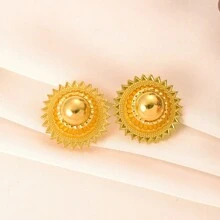 1套經典金色杜拜沙特阿拉伯珠寶套裝,包括耳環、吊墜和戒指,適當婚禮禮物 - 香檳色 - 查看 2